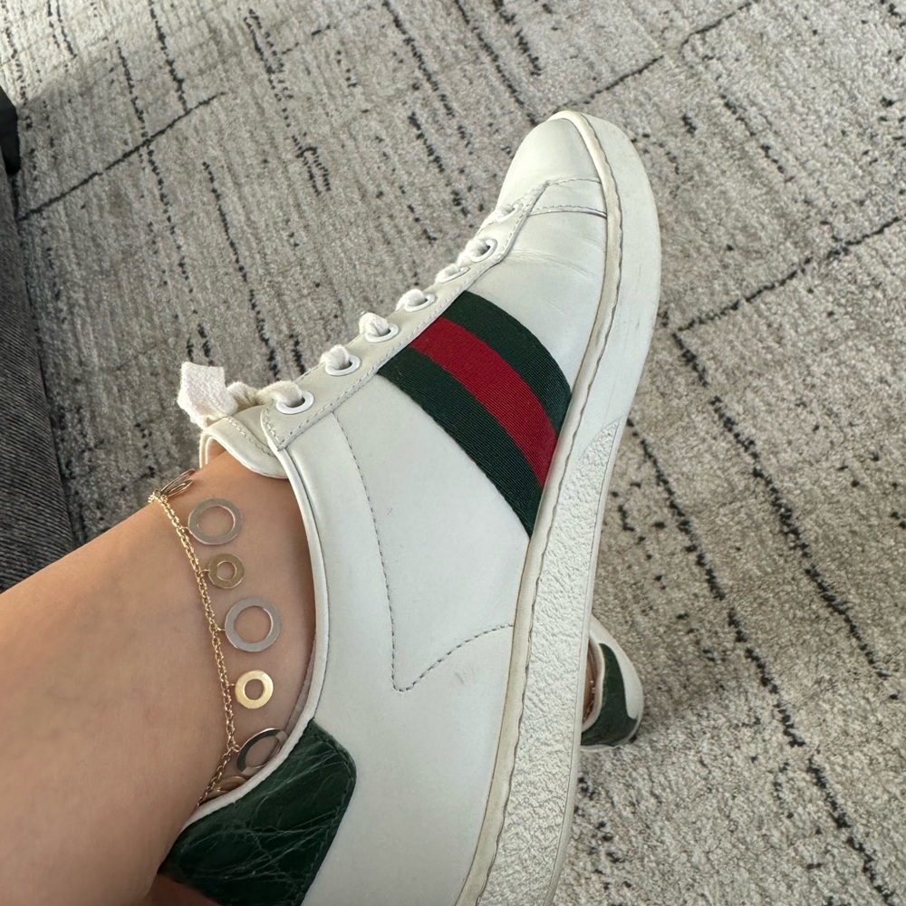 White Sneakers with Red and Green Stripes - Picture 2 of 5